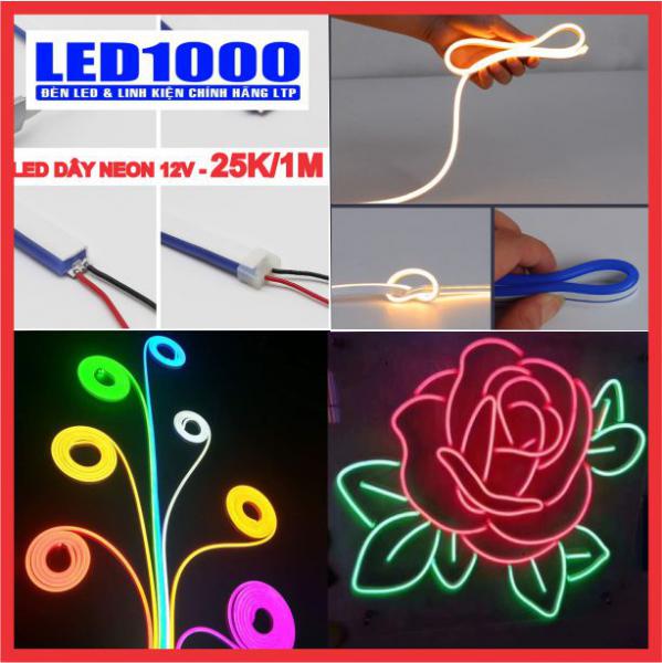 Đèn Led Dây Neon Silicon 12V uốn dẻo - Cuộn 5m - 6x12mm